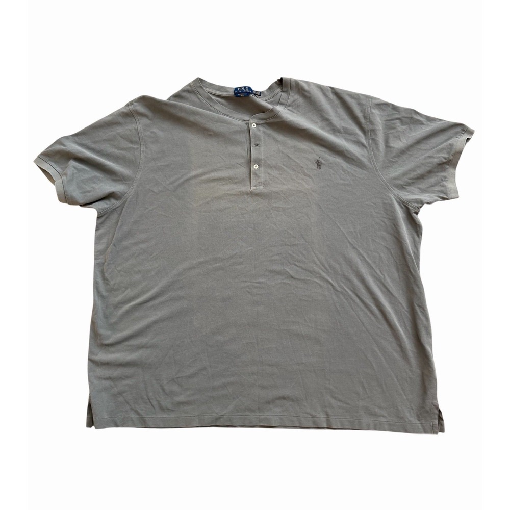 Polo Ralph Lauren Shirt Mens 4XB Green Featherweight Mesh Henley T-Shirt Tee
